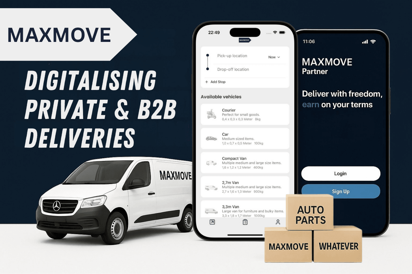 Maxmove App Showcase and Delivery Van