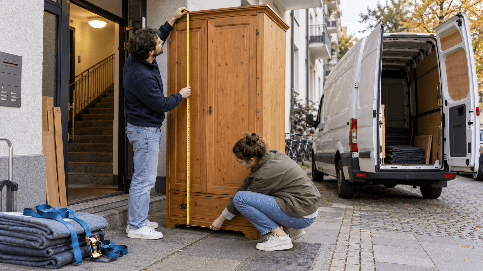 Second-hand wardrobe pickup: check van size, carrying help and measurements