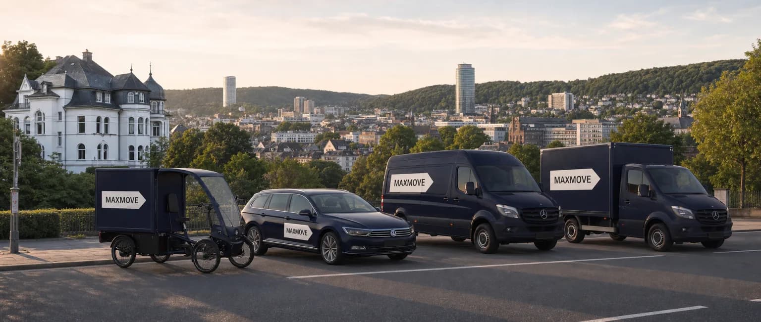 Maxmove Kurier-Transporter vor der Skyline von Hagen